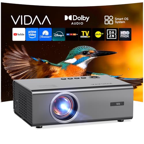 4K Projector with WiFi and Bluetooth, VIDAA Smart Projector 1200+ APPs&Official AirPlay&Voice Control 2000 ANSI Auto Focus Keystone Indoor/Outdoor Projector 60W Dolby Home Theater