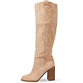 Erocalli Suede Knee-High Boots Fall Boot For Women Chunky Block High Heel Slouch Fashion Boot Round Toe Side Zipper