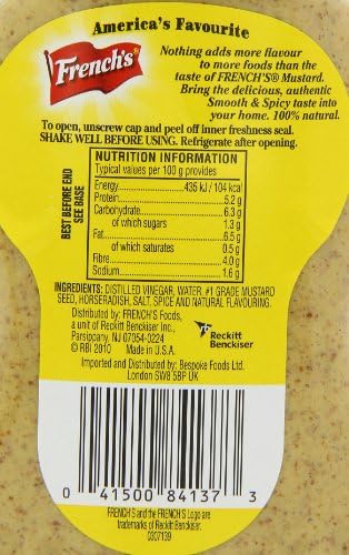 French's smooth/spicy mustard 340g (041500841373)