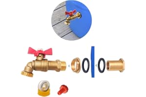 MUSIBO Brass Barrel Spigot, Rain Barrel Faucet Kit, 1/2 inch Quarter Turn Ball Valve with Bulkhead Fitting for Rain Water Barrel, Water Tanks, Tubs, Pools etc.