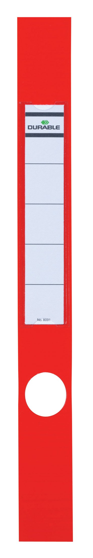 Durable Ordofix Self-Adhesive Spine Labels - Perfect for Lever Arch Files & Folders - Red - Pack of 10 - 40mm Width