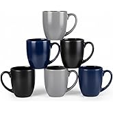 GBhome 16oz Coffee Mugs Set of 6, Large Ceramic Coffee Mugs for Man, Woman, Dad, Mom, Modern Coffee Mugs Set with handle for Tea/Latte/Cappuccino/Milk/Cocoa. Dishwasher&Microwave Safe,Multi-Color