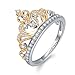 Yellow & White Gold Plated 925 Sterling Silver Princess Crown Rings - Top Tiara Ring Gift（yellow-gold-plated-silver，8）
