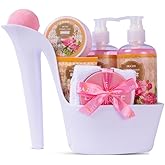 Valentine’s Day Gifts for Women – 8 Pc Spa Gift Baskets for Women, British Rose Scented Heel Shoe Spa Basket, Luxury Bath and Body Set, Self Care Gift for Her or Mom by Draizee
