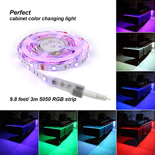 Multi-Color LED Strip Light Kit, 4 Pre-cut Lights Bar With Remote and Adapter, 9.8 ft Color Changing LED for Under Cabinet Lighting, 49-70 Inch TV Bias Lighting,Home Theater Decor,RGB Backlight