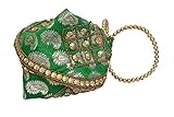 Craft Trade Handmade Green Samosa Design Potli Bag For Women's