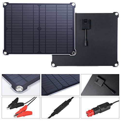 SUAOKI 12V Solar Car Battery Charger, 16W Trickle Solar Panel Charger, Portable and Waterproof Solar Battery Maintainer, Suitable for Motorcycle RV Boat Marine Snowmobile Tractor ATV Marine Trailer