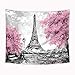 Riyidecor Eiffel Tower Red Tress Tapestry Oil Painting Paris Modern European City Landscape France City Grey White Art Wall Hanging Bedroom Living Room Dorm Decor 59x51 Inch Fabric Polyester