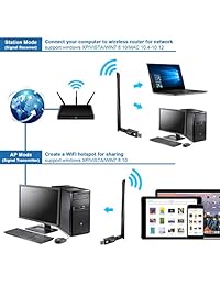 Adaptador USB WiFi de 1200 Mbps, USB 3.0 Dongle WiFi de red inalámbrica con antena de 5 dBi para PC de sobremesa PC Mac, correa dual 2.4G   5G 802.11ac, compatible con Windows 10 8   8.1   7   Vista   XP, Mac OS