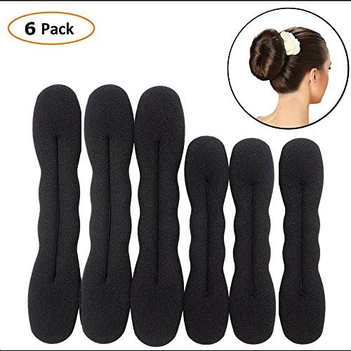 Hair Bun Maker, Black Sponge Donut Maker 6 Magic Beauty Hair Hairstyle Foam Sponge Donut Shaper Ponytail Bun Twister Tie