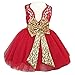 Dresses for Girl Kids Sequins Summr Flower Girl Dress for Weddings Communions Kids A Line Knee Ball Gown Outfits Casual Lace Skirt 9 18 Months(Red, 90)