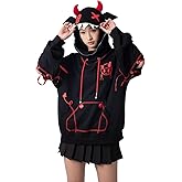 Cosfun Women's Devil Wings Hoodie Devil Horns Hoodie Pullover Sweatshirt IF0003