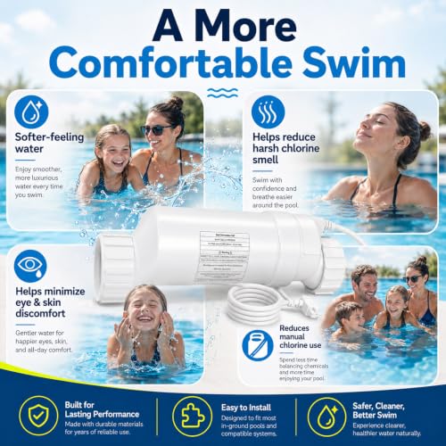 T-15 Salt Cell Replacement Compatible with AquaRite Saltwater Systems, Premium Water Clarifier Cell for Inground Pools up to 40,000 Gallons, Replaces W3T-CELL-15, T-CELL-15, BLT15H with Cleaning Kit