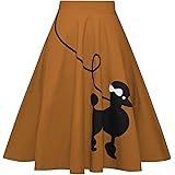 ZEZCLO Women's Dog Printed High Waist Poodle Skirt 50s Vintage Loose Fold Pleated A-line Zipper Skirts