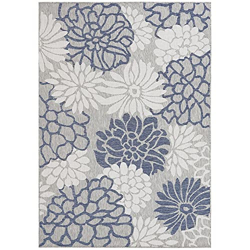 Sunnydaze Flourishing Fantasies Indoor/Outdoor Patio Area Rug 7x10 Foot