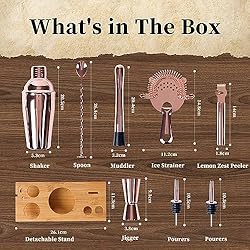 Hinouqea Cocktail Shaker Set Bartender Kit with