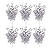 Valery Madelyn 6 Pcs Silver Glitter Christmas Floral Picks with Artificial Christmas Flower and Leaves for Christmas Tree Decoration and Home Vase Decor- 12inch