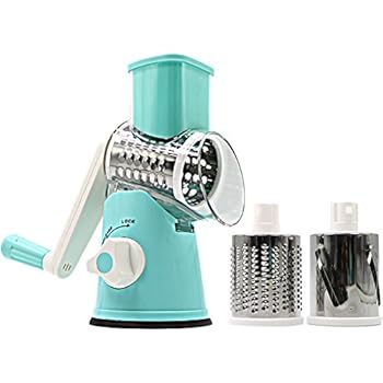 SLC Swift Rotary Drum Grater Vegetable Cheese Cutter Slicer Shredder Grinder with 3 Interchanging Ultra Sharp Cylinders Stainless Steel Drums