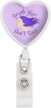 Amazon Com Purple Hair Don T Care Heart Lanyard Retractable Reel