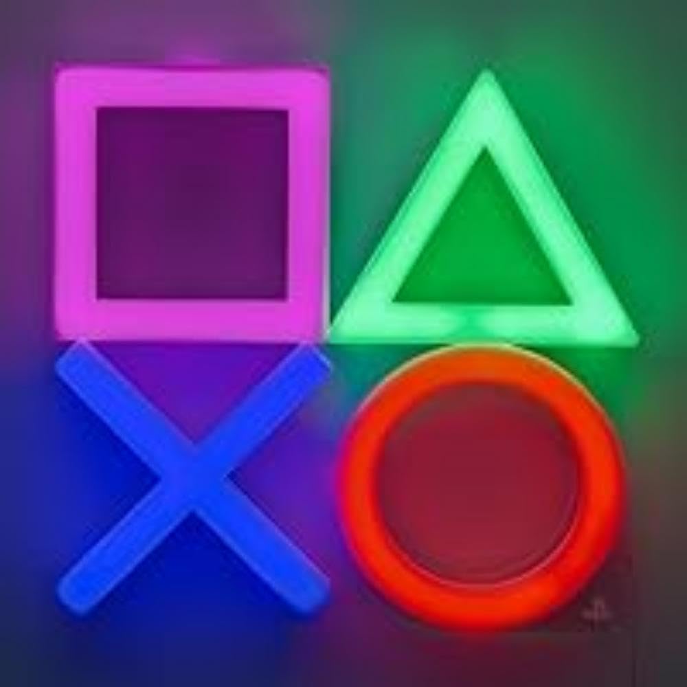Paladone PlayStation LED Neon Light - Officially Licensed Gaming Room Wall Light, Featuring Controller Icons, Mood Lighting Office Decor
