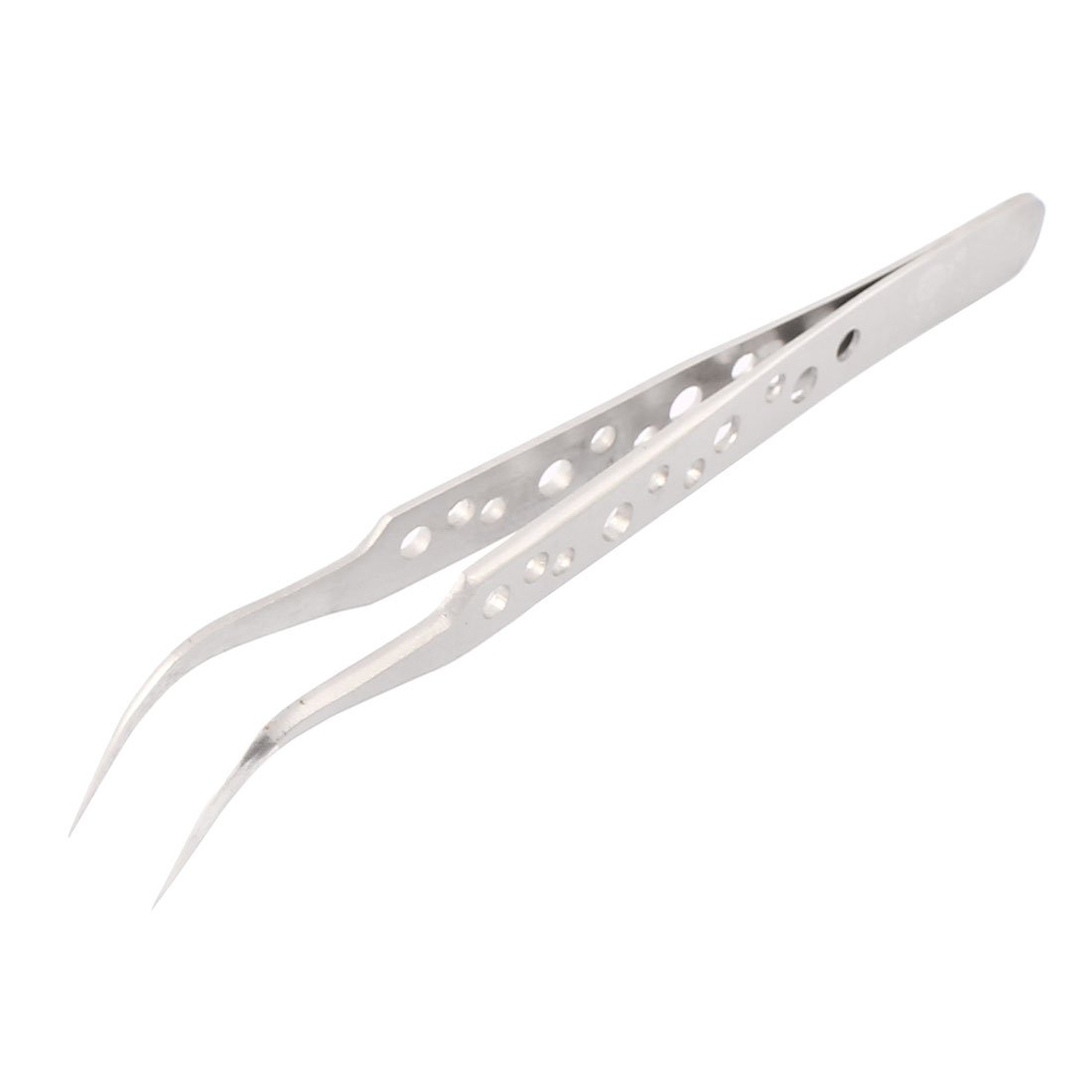 Sourcingmap 7-SA SR Non-Slip Stainless Steel Curved Pointed Tip Tweezer Tool Hole Handle
