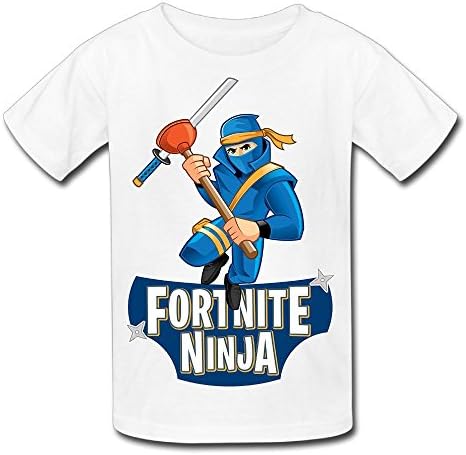 Hansomenn Youth Ninja Fortnite Cotton Comfort O-Neck T Shirts Kids Tees S White