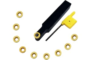 Zouzmin RCMT10T3M0 10pcs Carbide indexable Turning Insert with 5/8" SRDCN1616H10 Lathe Turning Tool Holder for Steel,Stainless Steel (RCMT10T3M0 +SRDCN1616H10)