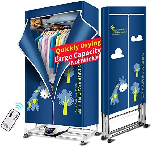JIANGJIE Electric Clothes Dryer Portable 3-Tier Foldable Clothes Drying Rack Energy Saving (Anion) Digital Automatic Timer with Remote Control for Home & Dorms