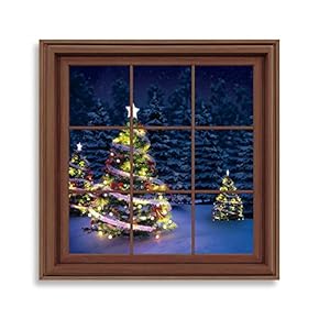 Framed Xmas Window Home Artwork for Living Room Bedroom