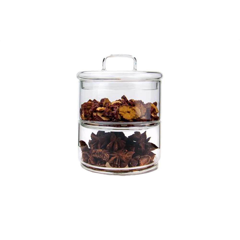 Chiatai Glass Storage Jars with Glass Lids,Multi-Tier Stackable Containers Kitchen Food Canisters Airtight Glass Jar 2 Stack