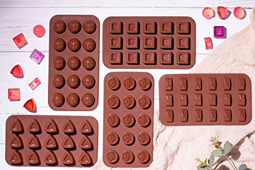 Aokinle Silicone Chocolate Molds,Candy Molds-5 Pack,Mini Baking Molds Non Stick,Hard Gummy Candy,BPA Free Candy Making Mold
