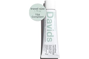 Davids Hydroxi Fluoride Free Nano Hydroxyapatite Toothpaste for Remineralizing Enamel & Sensitive Relief, Whitening, Antiplaque, SLS Free, Natural Peppermint, Made in USA, 1.75oz (Travel Size)