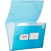 JAM PAPER Accordion Folders - 13 Pocket Plastic Expanding File - Letter Size - 9 x 13 - Blue Grid - Sold Individually