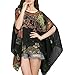 iNewbetter Women's Chiffon Caftan Poncho Tunic Top Cover up One Size Scarf Top (Black)
