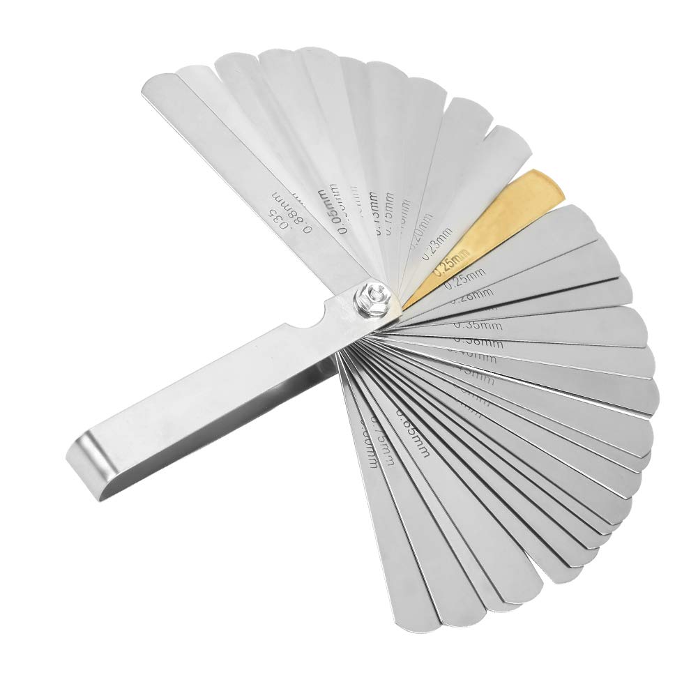 Elprico Stainless Steel Feeler Gauge, 32 Blades Feeler Gauge Set Dual Marked Metric and Imperial Gap Feeler Gauges Measuring Tool