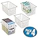 mDesign Modern Farmhouse Deep Metal Wire Storage Organizer Bin Basket with Handles for Kitchen Cabinets, Pantry, Closets, Bedrooms, Bathrooms, Laundry Rooms, Garages - 5.25 High, 4 Pack - Satin