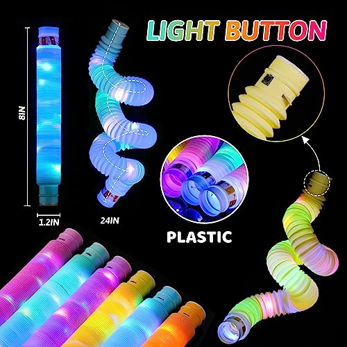 Mikulala 24 Pcs Light up Party Favors for Kids 4-8-12, Halloween Glow Sticks Accessories for Kids, Neon Birthday Gifts, Go Return Goodie Bag Stocking Stuffer Fillers Classroom Prizes for Boys Girls