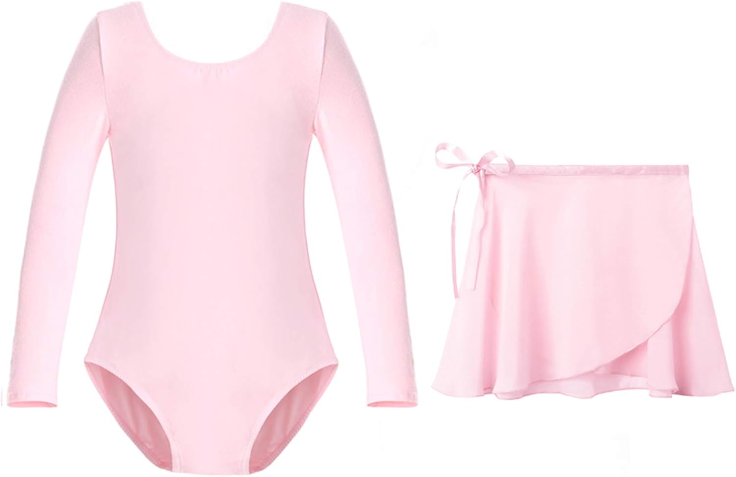 STELLE Girls Long Sleeve Ballet Leotards with Separated Skirt: Clothing
