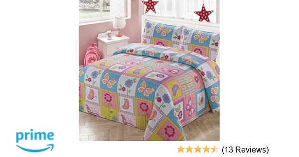 Amazon Com Better Home Style White Pink Blue Yellow Patchwork