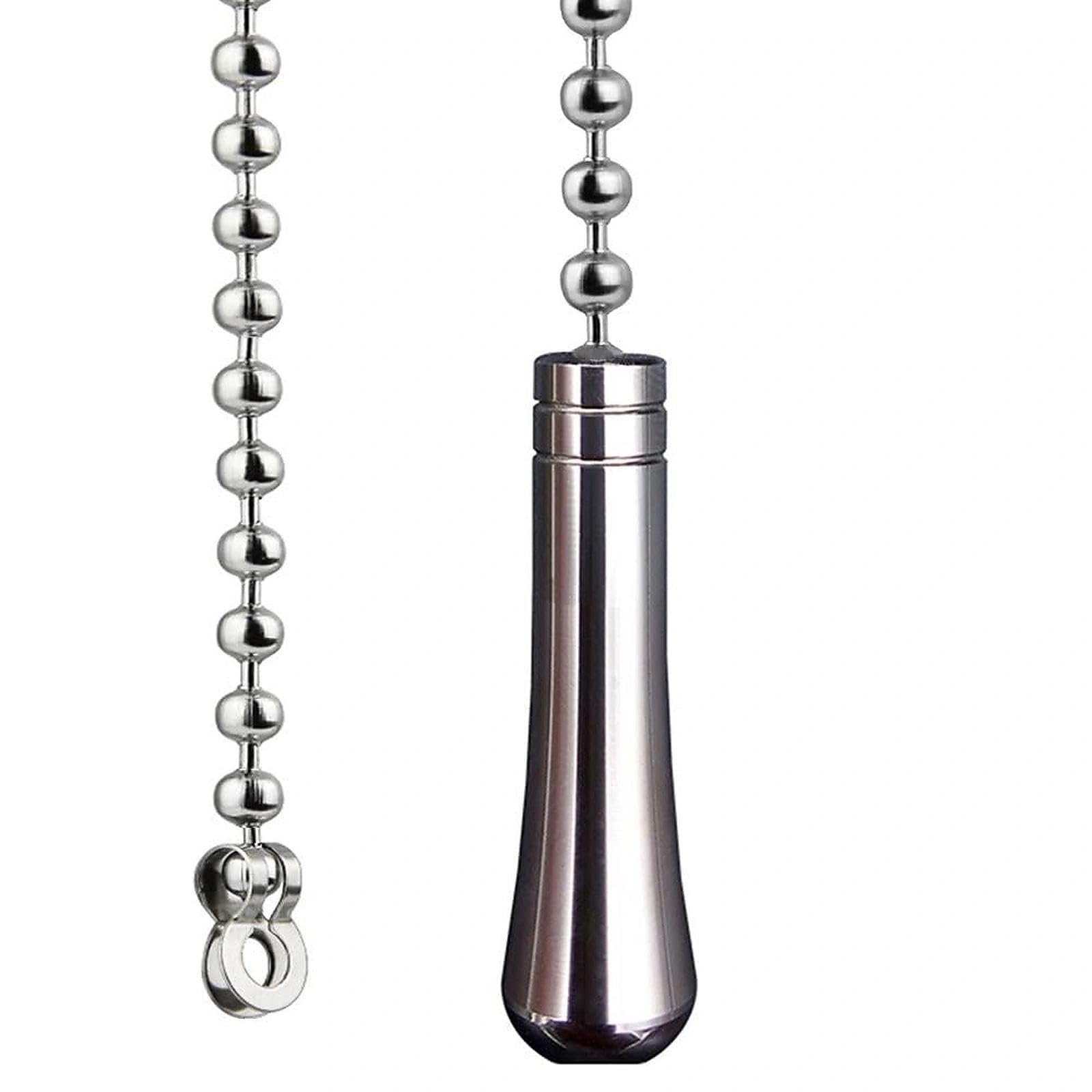 NewZC Teardrop Bathroom Light Pull - Silver Chrome Pull Cord Handle with 85cm Long Metal Light Pull Cord Bead Chain Extension Connector for Bedroom Toilet Ceiling Light Fan Switch and Blind