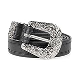 Wink Gal Women Ladies Fashion Vintage Metal Buckle Designer Western Belt Black