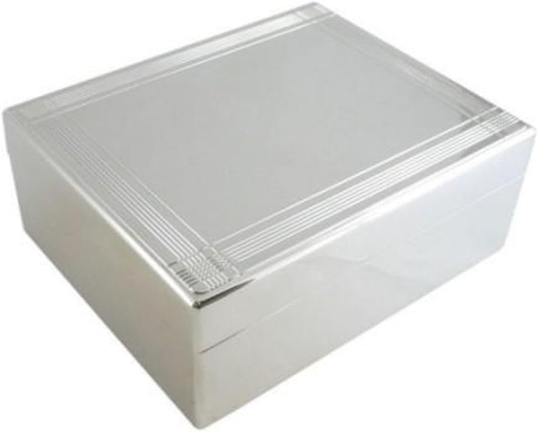 Heim Concept Silver Plated Lacquered Hinged Jewelry Box with Striped Border