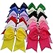 QtGirl 12 pcs Large Jumbo Cheer Hair Bows with Alligator Hair Clips