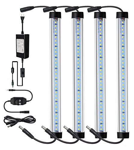 CNSUNWAY LIGHTING LED Under Counter Lighting Fixture, 12 Inches Dimmable Light Bars, 32W 2400LM Super Bright, 5000K Daylight for Kitchen,Cabinet,Shelf Lights, Plug and Play, Dimmer Included -4 Pack
