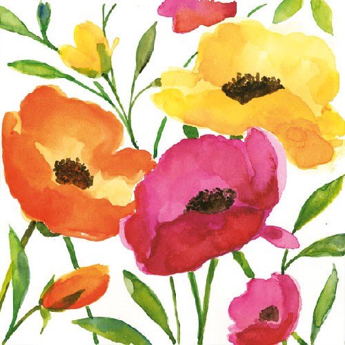 Ambiente Servietten Lunch/Party/ca. 33x33cm Aquarell Poppy- ideal as Gift