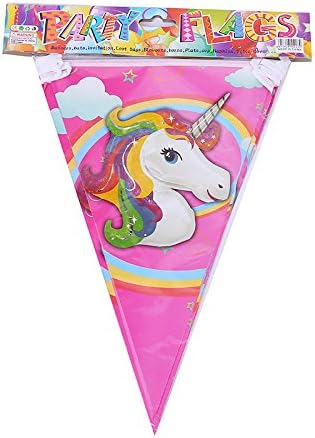 PARTY FLAGS Unicorn Pennant Banners Paper Triangle Flags - Perfect for Children Party Supplies Decorations (Pack of 3)