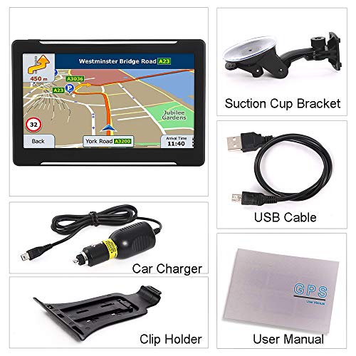 GPS Navigation for Car 2019 Map, 7 Inches HD Touch Screen Direction Car GPS Navigation System with Built-in Lifetime Maps Update
