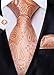 DiBanGu Paisley Ties for Men Silk Necktie and Pocket Square Cufflinks Tie Clip Set Woven Classic Mens Tie for Wedding Party, Coral Orange