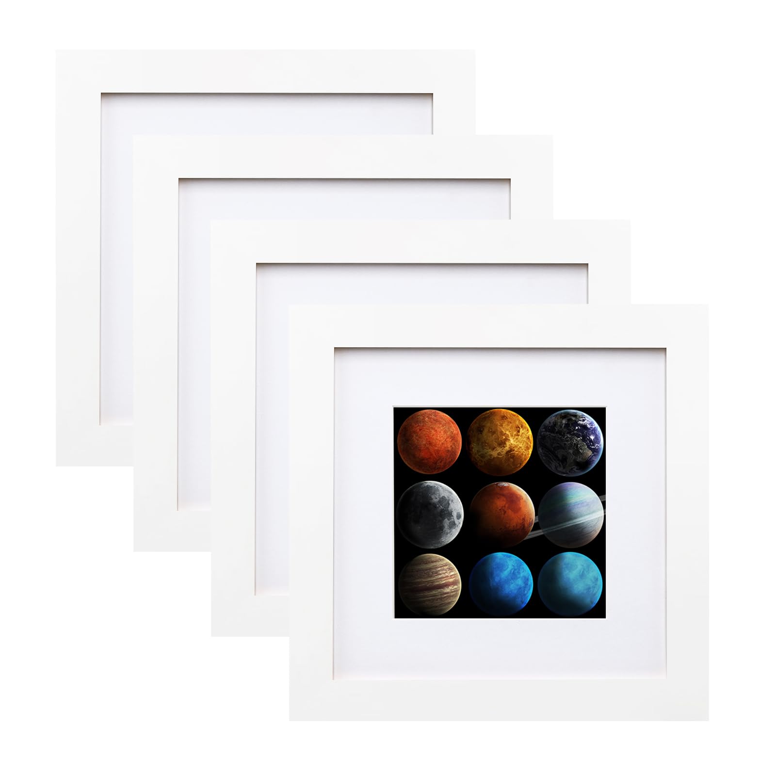 EGOFINE 6x6 White Photo Frames Set of 4 - Made of Solid Wood for Table Top and Wall Mounting — image 1