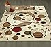 Clifton Collection Beige Color Modern Circles Design Area Rug (5'x7') New Rug